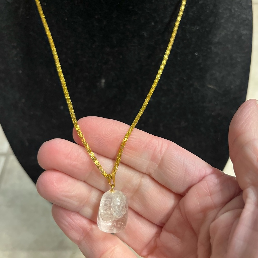New 18K Gold Filled Clear Topaz Necklace